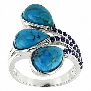 Turquoise and blue sapphire ring